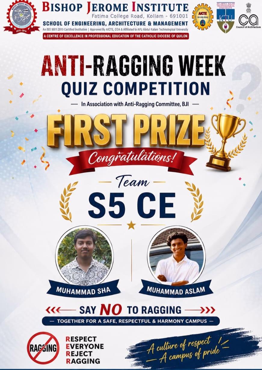 Anti-Ragging Week Quiz Competition Winners | Bishop Jerome Institute